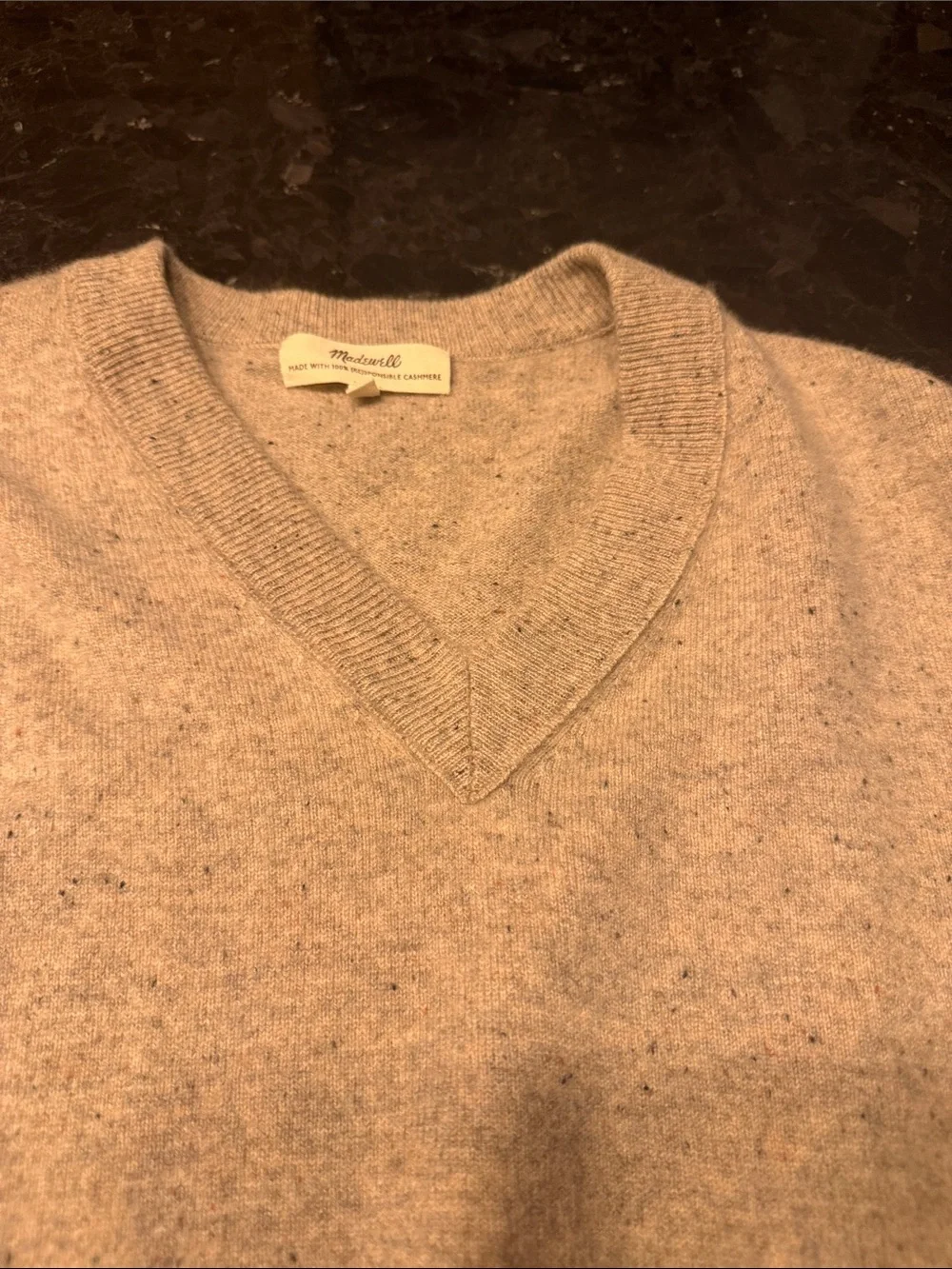 Madewell Women's V-Neck Sweater in Heathered Beige